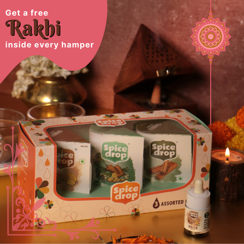 Free Rakhi - GIFTING | Bestseller Gift Box of 3- Ginger, Cinnamon and Lemongrass Ginger