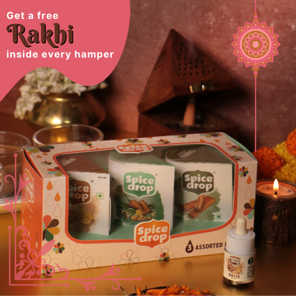 Free Rakhi - GIFTING | Bestseller Gift Box of 3- Ginger, Cinnamon and Lemongrass Ginger